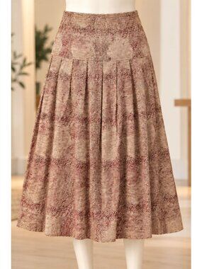 Vintage 90s HMJ Midi Skirt S Brown USA Cotton Snakeskin Mob Wife Festival Boho